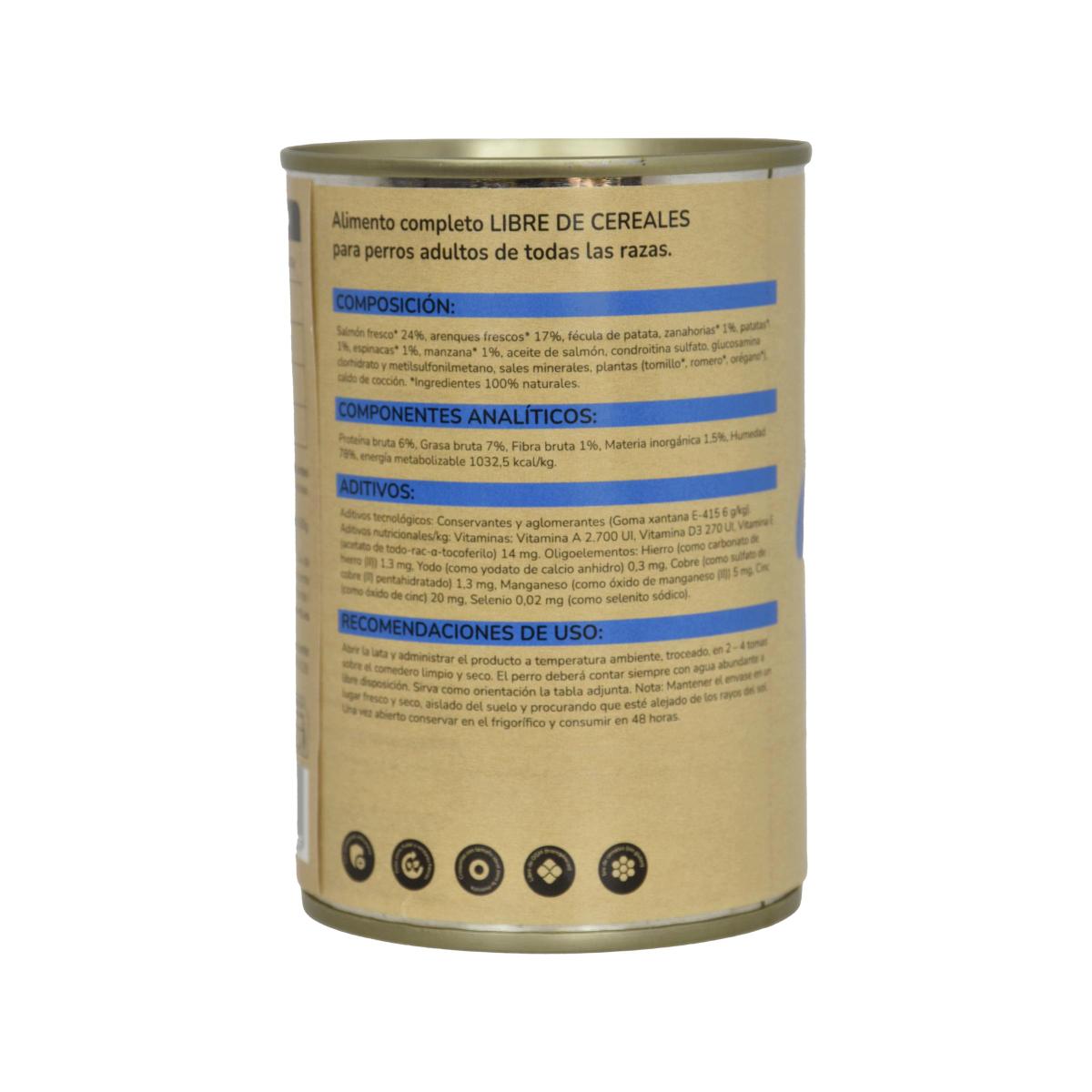 Pak 6 x Graanvrij Superpremium Nat Hondenvoer Zalm 380 g Planeta Huerto
