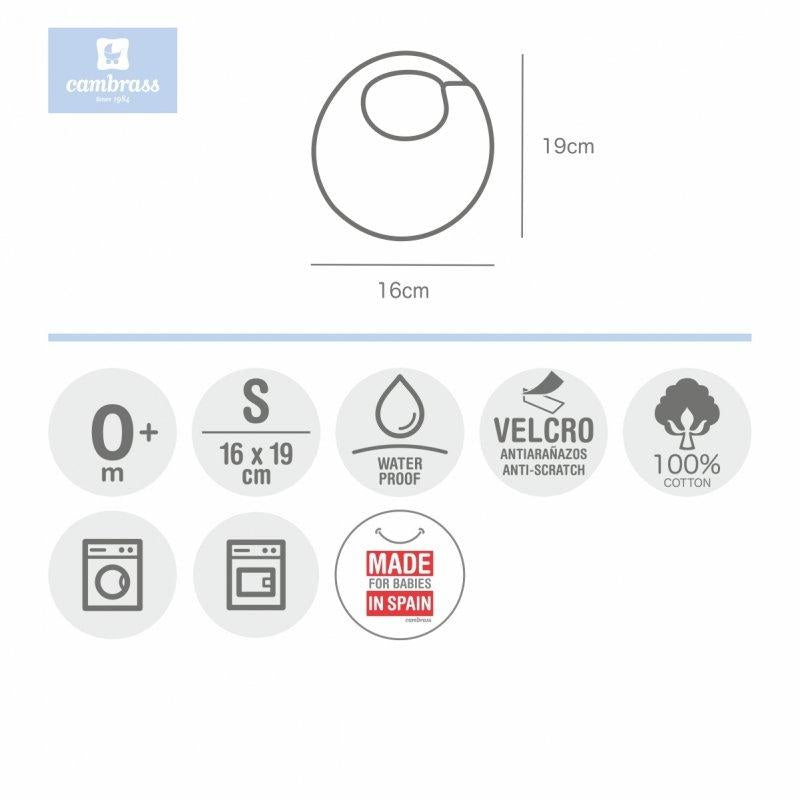 Rund haklapp med kardborreband Sky celeste/ Lluvia Cambrass