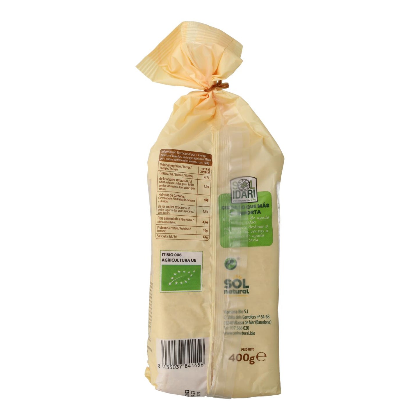 Chleb pełnoziarnisty z mąki orkiszowej Bio Sol Natural 400 g
