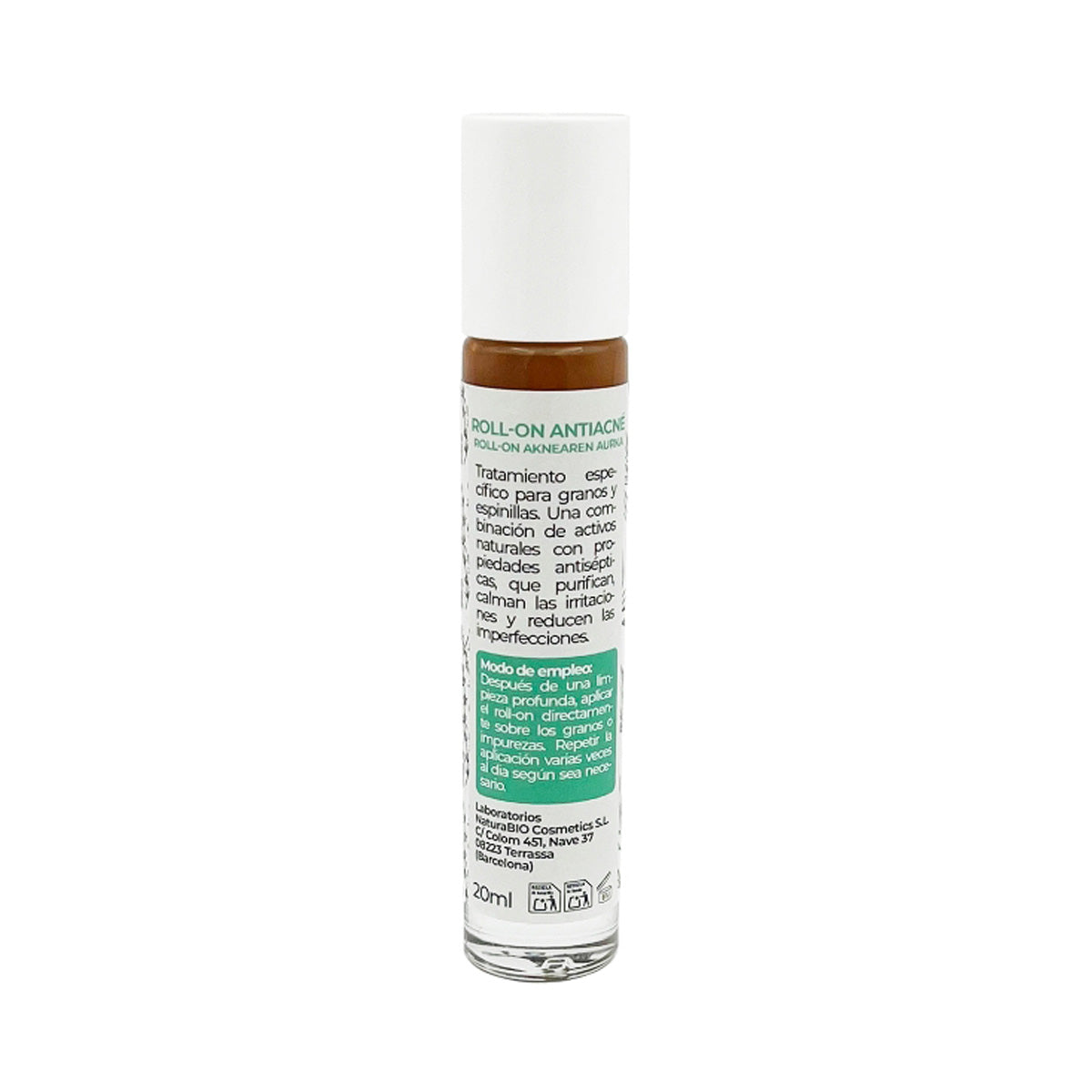 Roll-on anti-acné purifiant, arbre à thé et thym, NaturaBIO Cosmetics, 20 ml