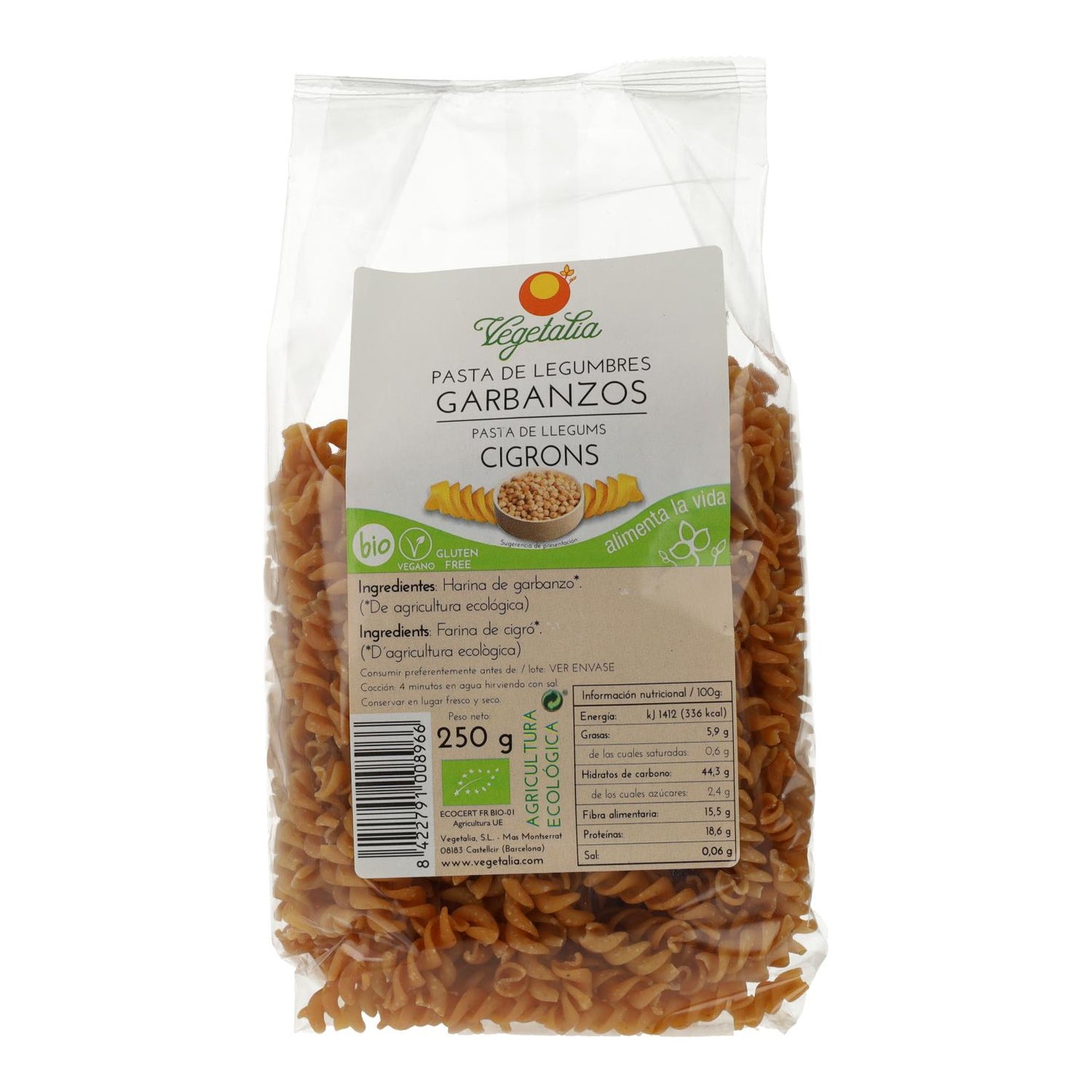 Glutenfreie Kichererbsen-Spiralen BIO Vegetalia 250 g