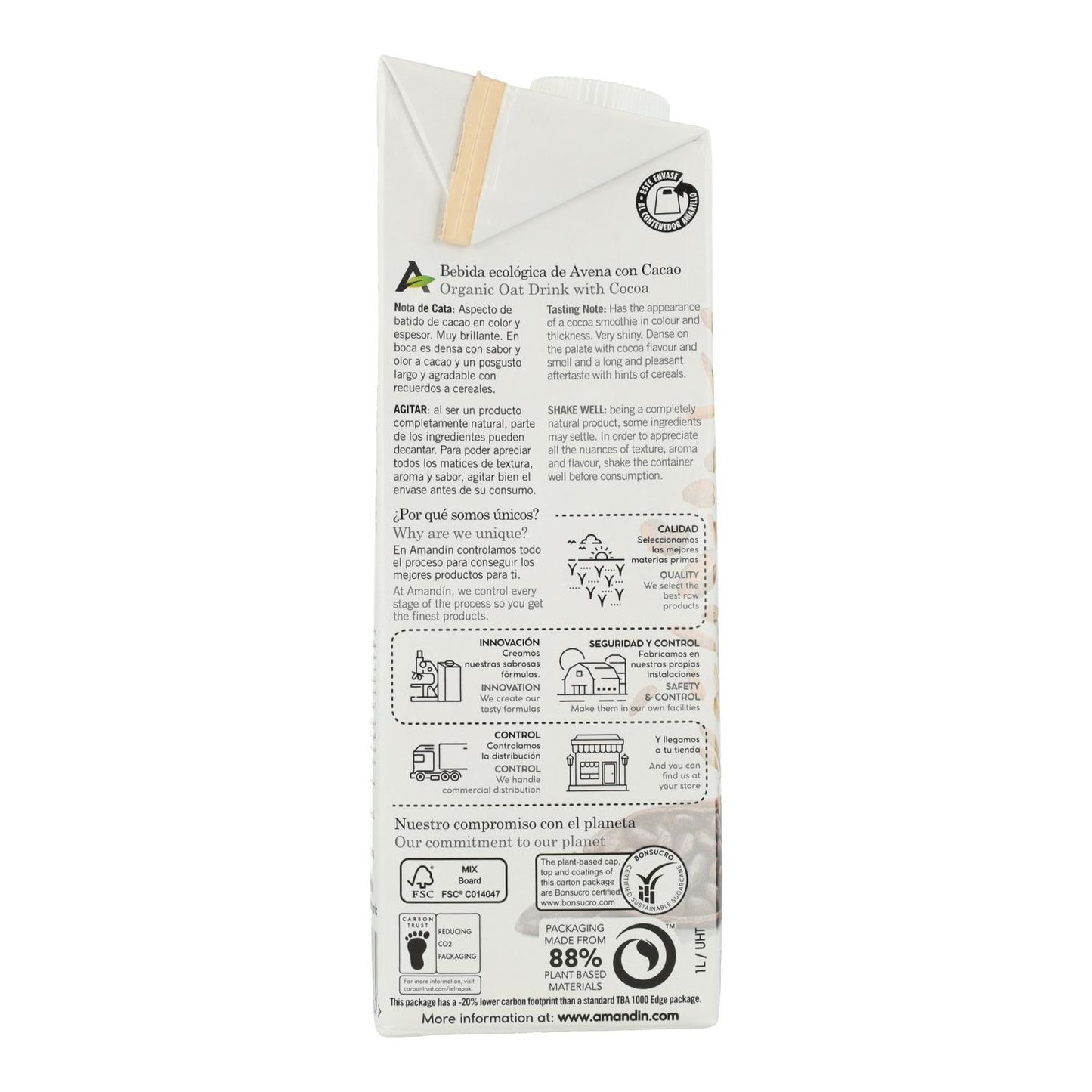 6er-Packung Amandin Haferdrink mit Kakao 1 l