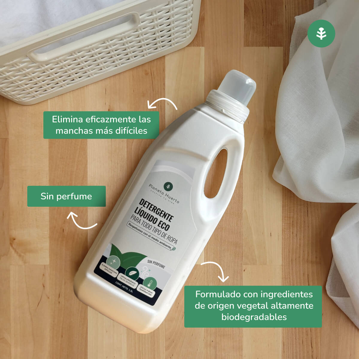 Pak 3xLiquid Wasmiddel ECO Ongeparfumeerd Planet Orchard 1,5 liter