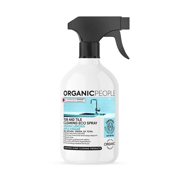 Reinigungsspray für Badewannen und Fliesen – Bio-Zitrone und Bio-Apfelessig Organic People 500 ml
