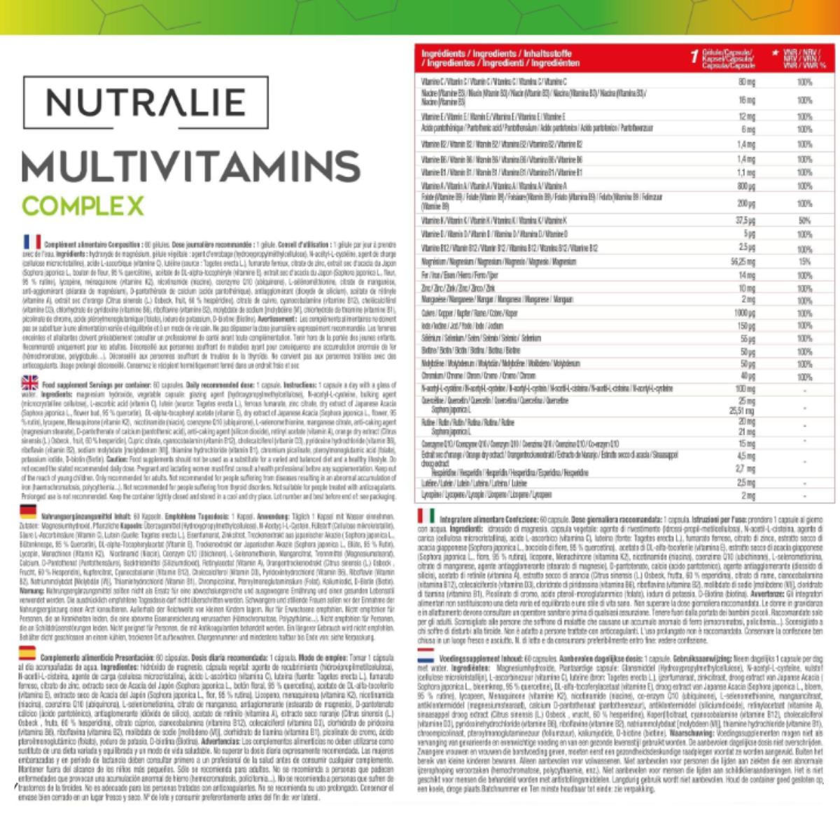 Nutralie Multivitamin-Komplex mit 29 Wirkstoffen 60 Kapseln