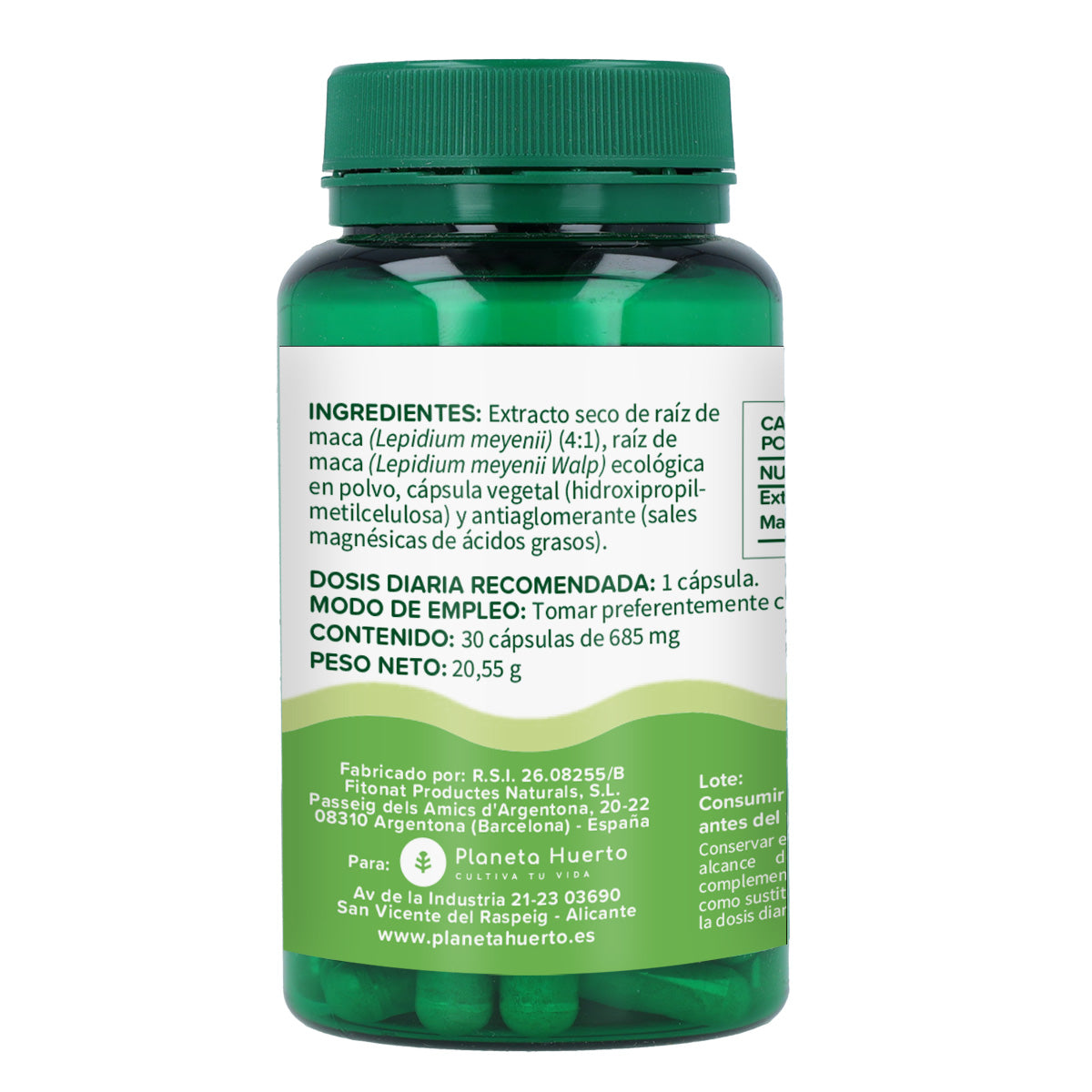 Andean Maca 1500 mg Planeta Huerto 30 vegetariska kapslar