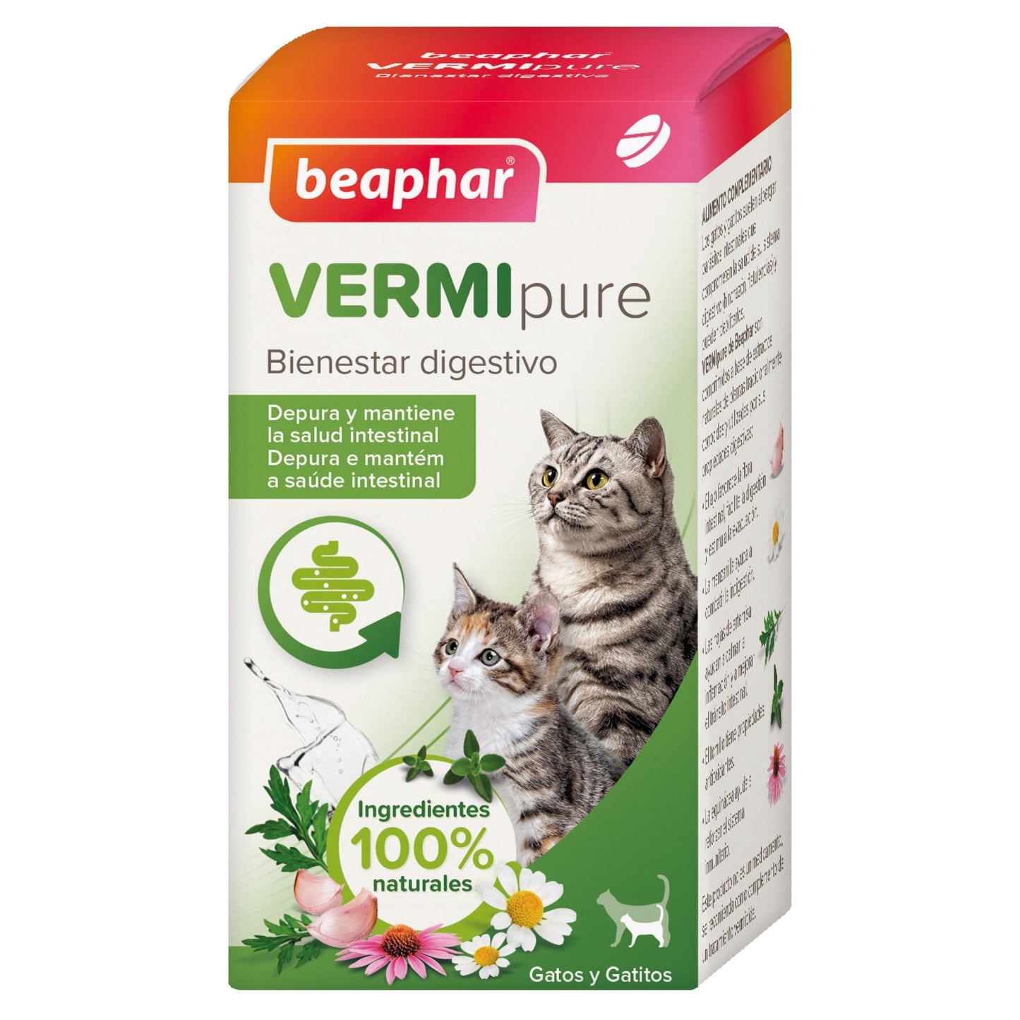 Beaphar VERMIpure Natuurlijke antiparasitaire tabletten voor katten en kittens 50 tabletten