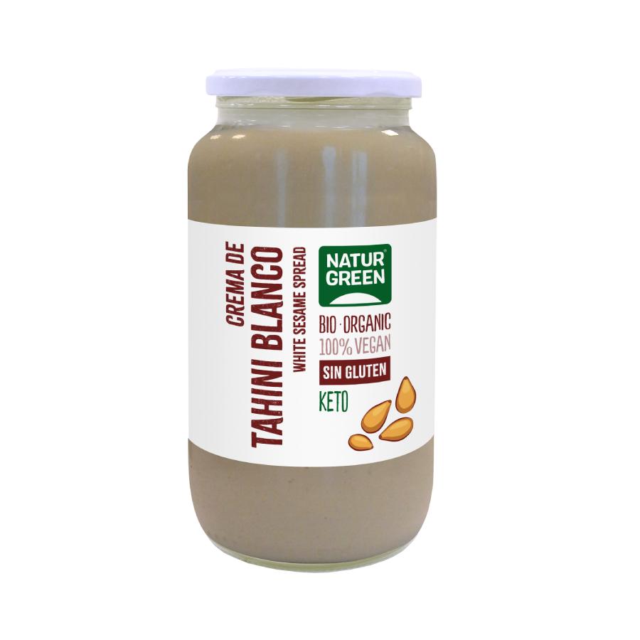 Packung mit 2 Stück glutenfreier weißer Tahini-Creme von Naturgreen, 800 g