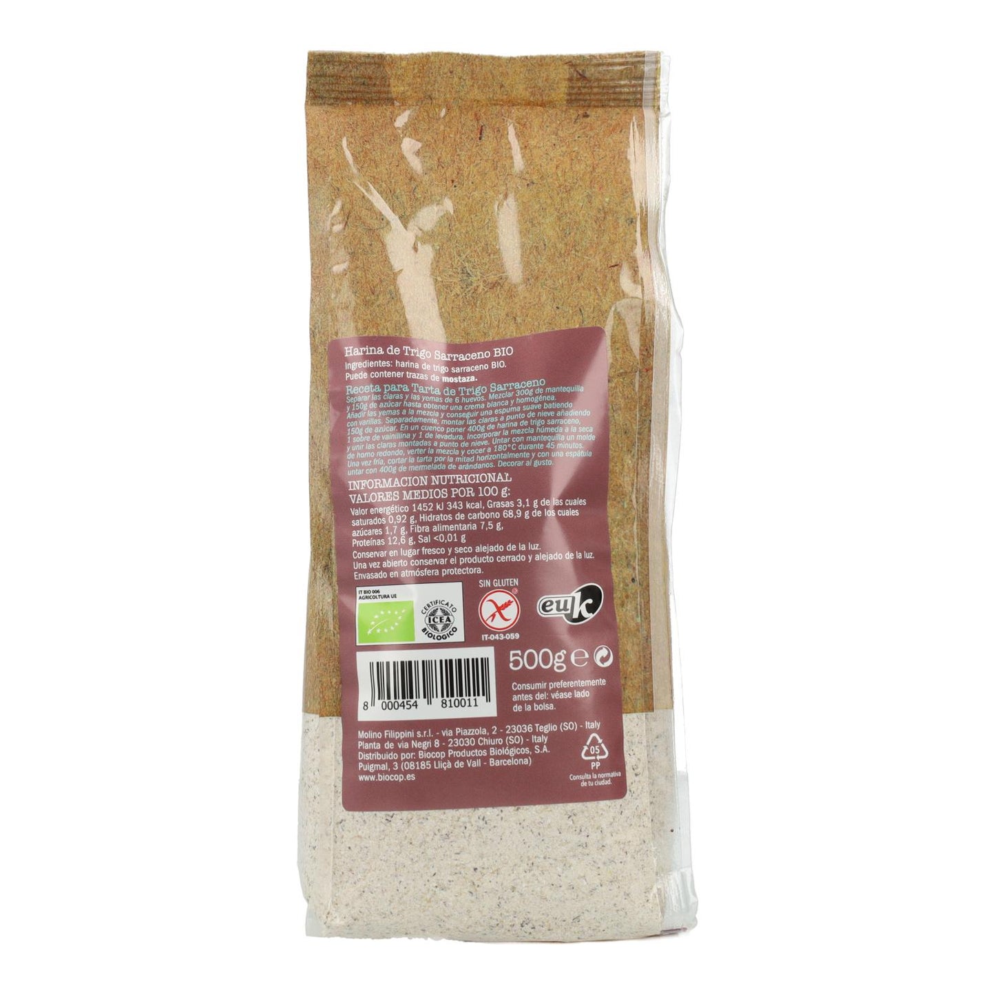 Glutenfreies Buchweizenmehl Biovitagral 500 g