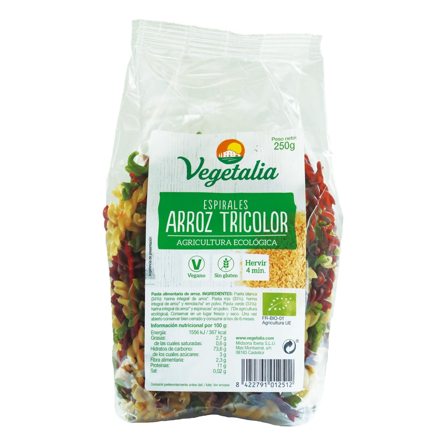 Vegetalia Organic Gluten-Free Tricolour Rice Spirals 250 g