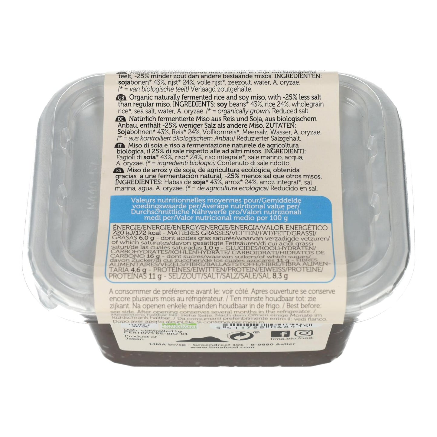 Riz miso 25 % moins salé, non pasteurisé, ECO Lima 300 g