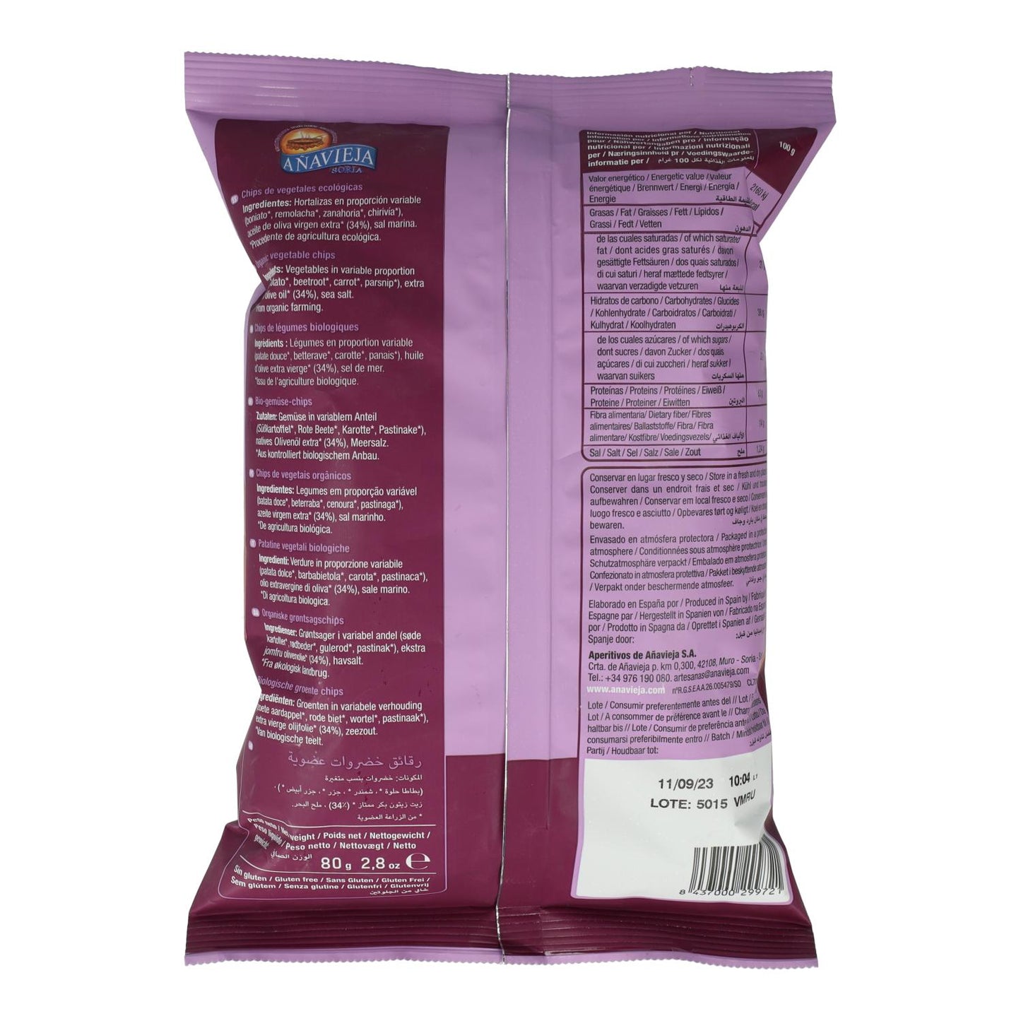 Chipsy warzywne w oliwie z oliwek extra virgin Añavieja 80 g
