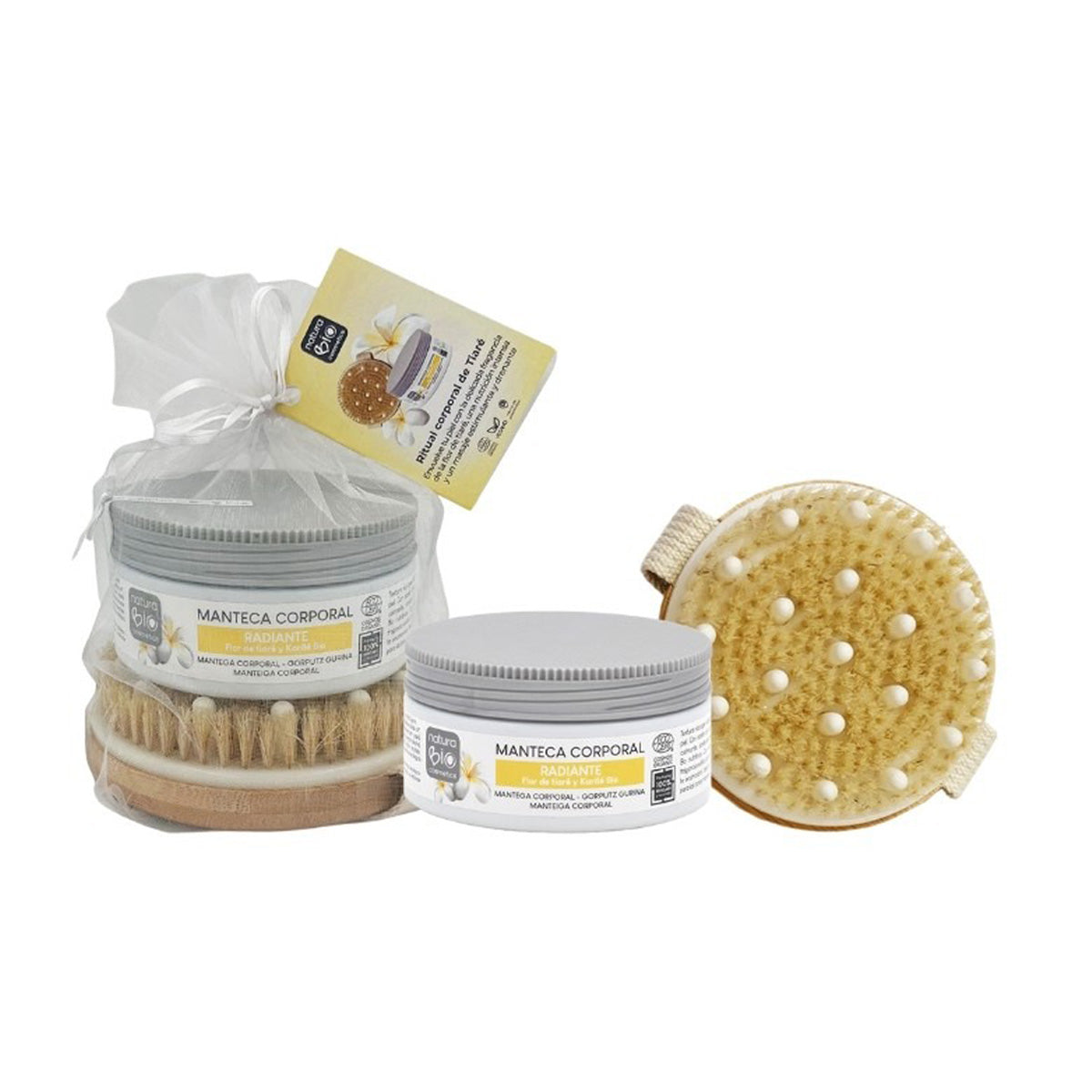 Körperpflege-Set „Strahlend + Massagebürste” von NaturaBIO Cosmetics