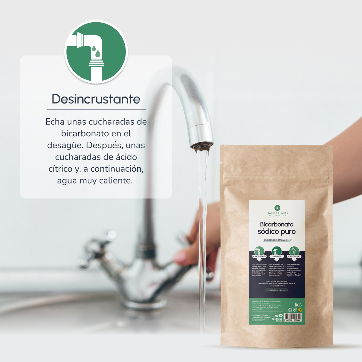Förpackning 3xBikarbonat av soda Planeta Huerto 1 Kg