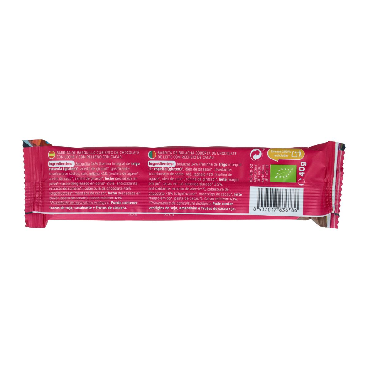 Barquette de gaufrettes enrobées de chocolat ECO Smileat 40 g