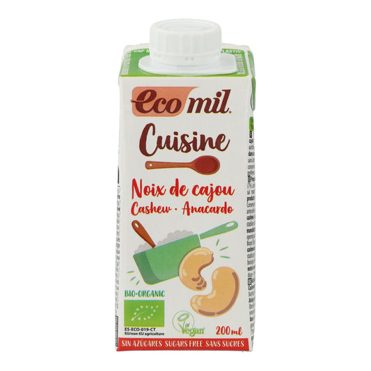 Vegetarische cashewcrème zonder suiker Bio Cuisine Ecomil 200 ml