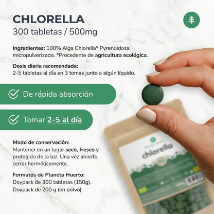 Chlorella biologique 400 mg Planeta Huerto 300 comprimés