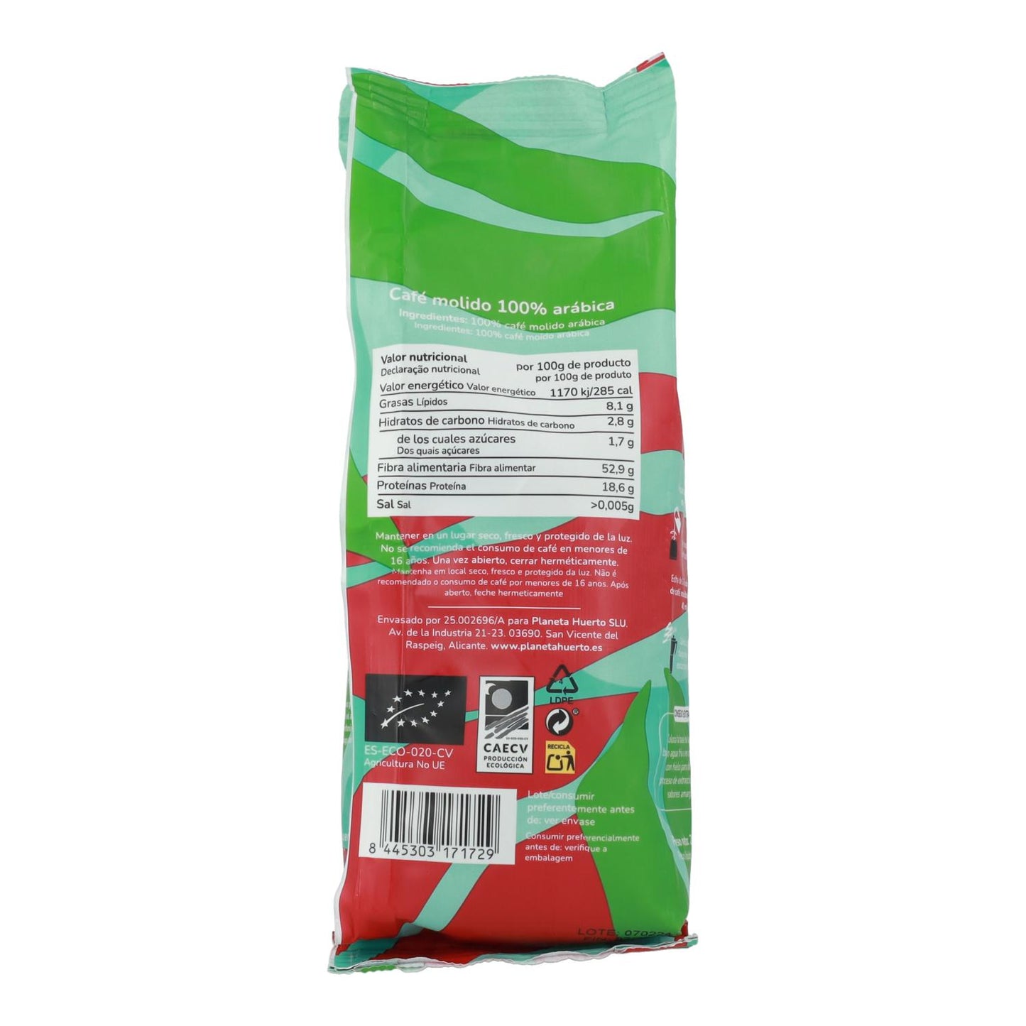 4er-Pack Planeta Huerto Bio-gemahlener Kaffee 100% Arabica 250g