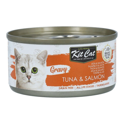 24er-Pack Kit Cat Dose Gravy – Thunfisch & Lachs 70 g Nassfutter für Katzen in Soße