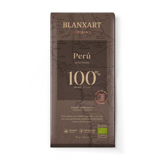 100% Peru Eco Vegan Gluten-Free Dark Chocolate Blanxart 75g