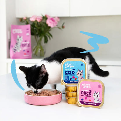 Våtfoder för katter, paté, burk Kitten Bacalao y Pollo Edgard & Cooper 85 g