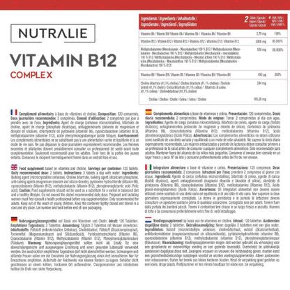 Vitamin B12 Complex 2000 mcg Fatigue Nutralie 120 tablets
