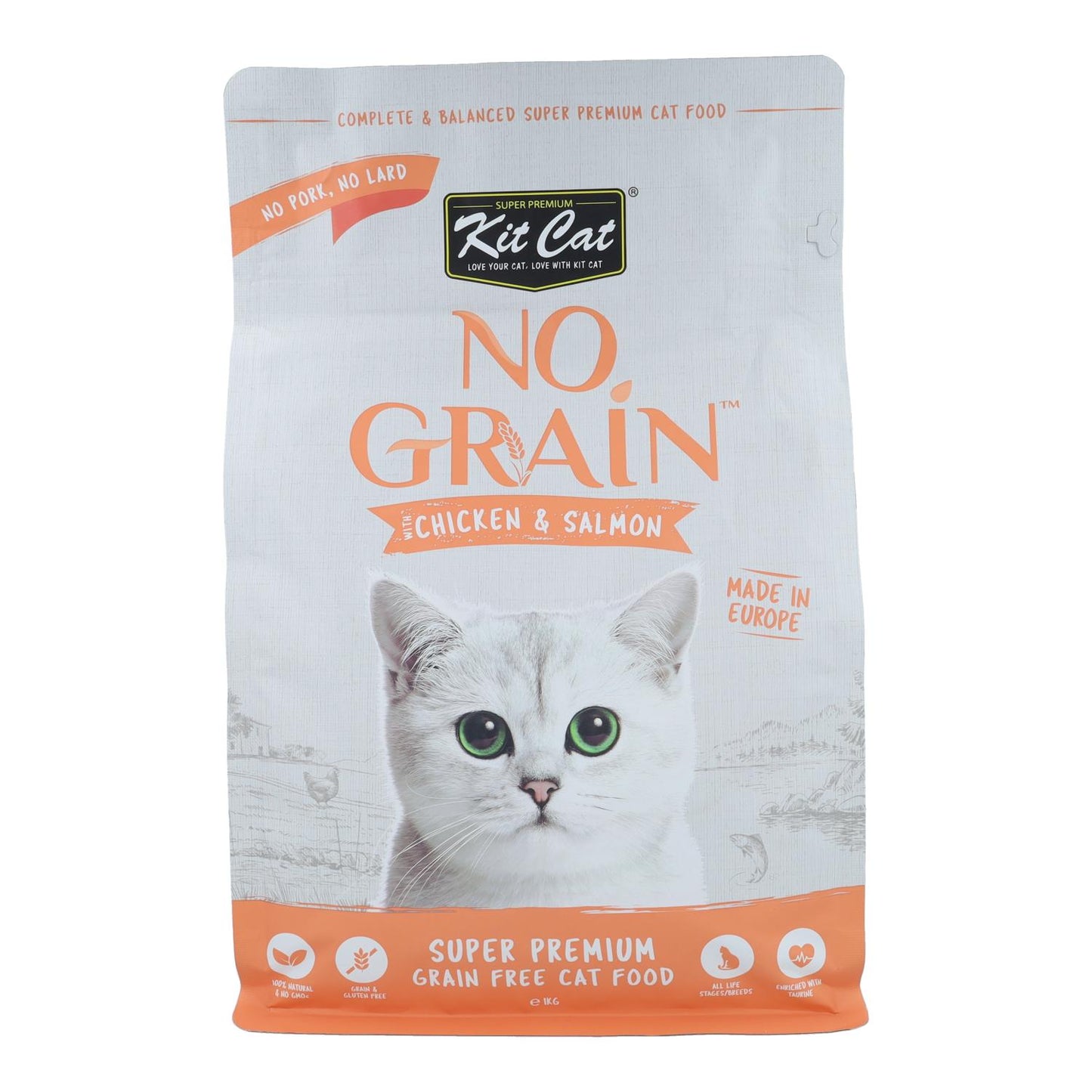 Kit Cat No Grain Cat Food - Kip & Zalm 1 kg Natuurlijk kattenvoer