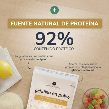 Pack 3x Gelatina neutra en polvo fuente de colágeno Planeta Huerto 1 Kg