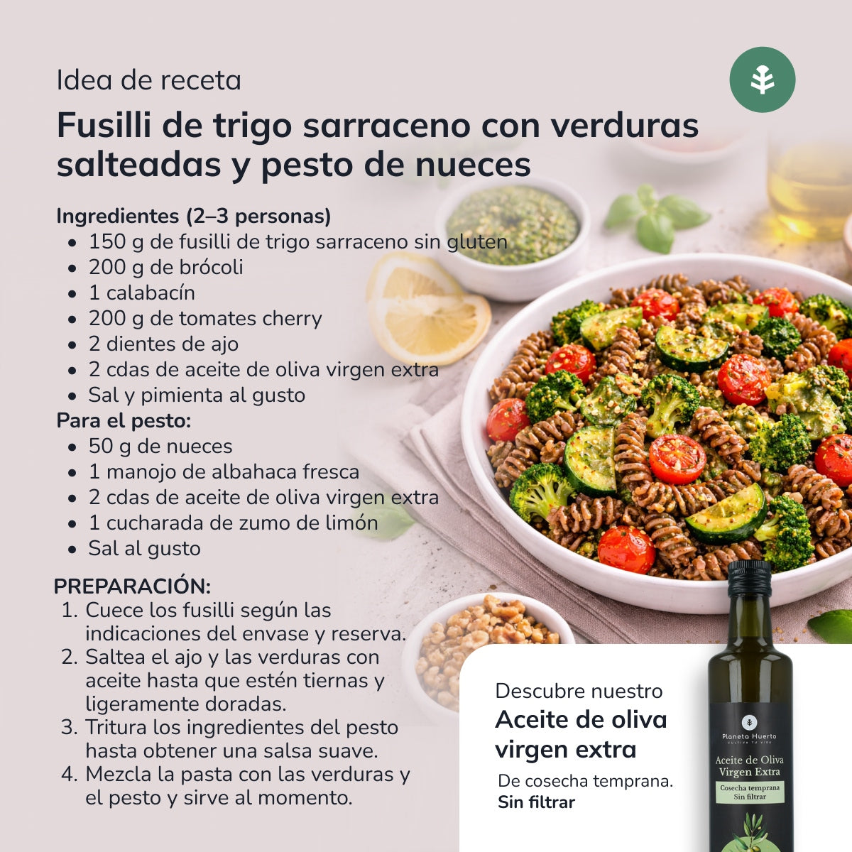 Glutenfria ekologiska spiraler av bovete Planeta Huerto 500 g