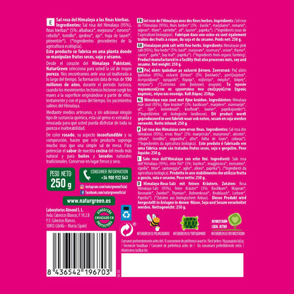 Roze Himalayazout met fijne biologische kruiden Naturgreen 250 g