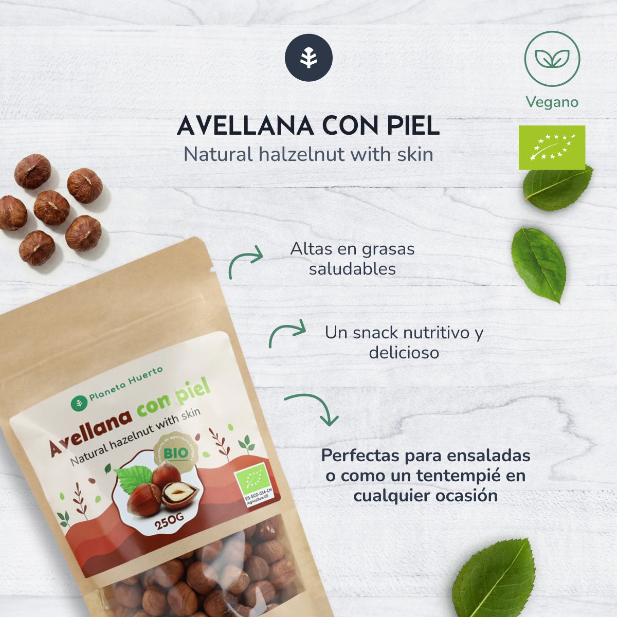 Hazelnoot met schil ECO Planeta Huerto 1 kg