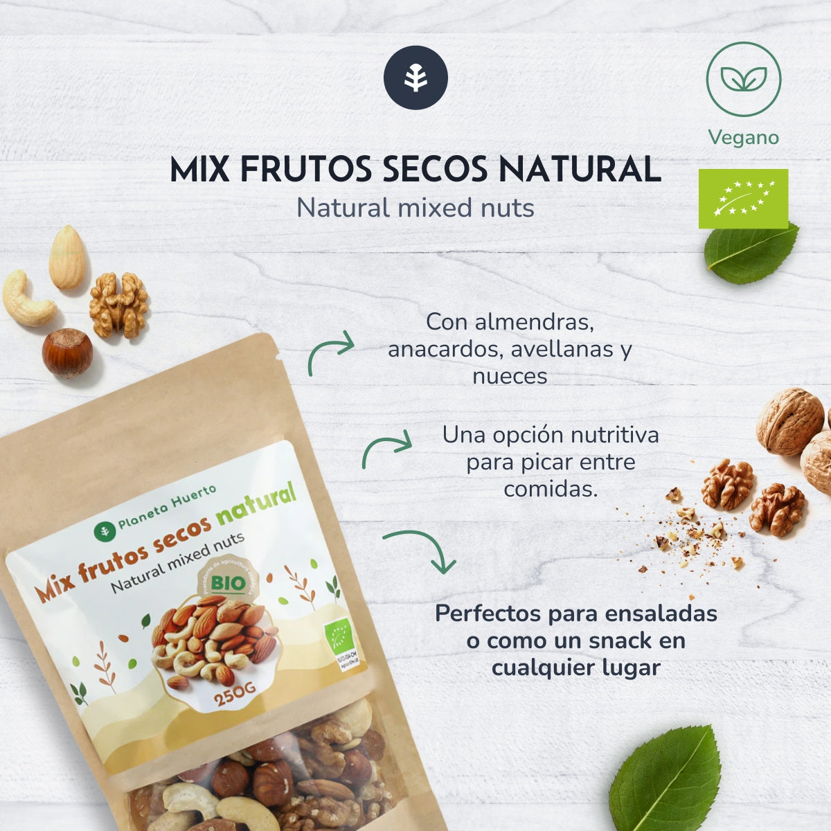 Mélange naturel de noix ECO Planeta Huerto 250 g