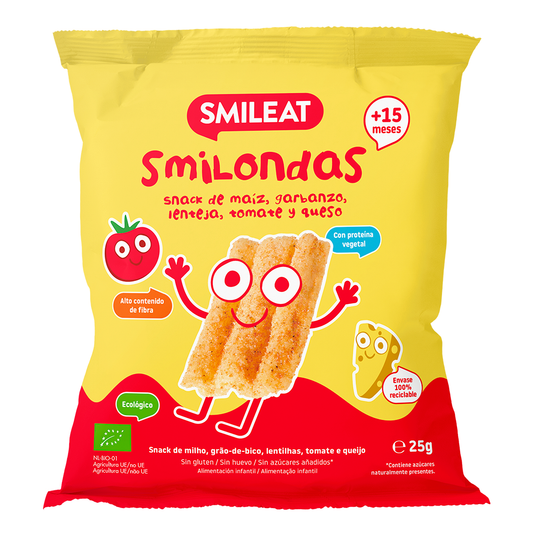 Smilondas Przekąska z kukurydzy, ciecierzycy, soczewicy, pomidorów i sera ekologiczna Smileat 25 g