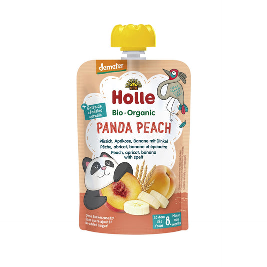 PANDA PEACH - Perzik, abrikoos, banaan en spelt (vanaf 8 maanden) Eco/Dem Holle 100 g