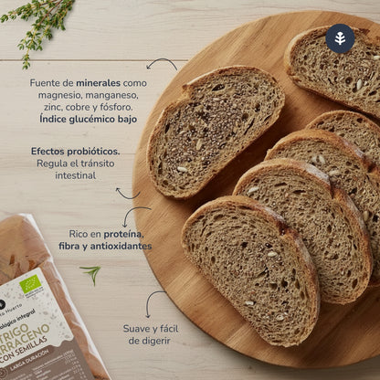 Planeta Huerto Organic Buckwheat Protein Wholemeal Bread with Seeds 500 g
