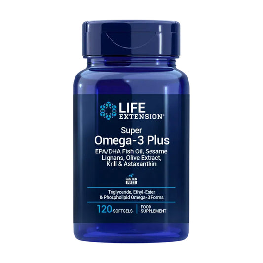 Super Omega-3 Plus EPA/DHA Fish Oil Sesame Lignans Olive Extract Krill & Astaxanthin, Life Extension 120 kapsułek