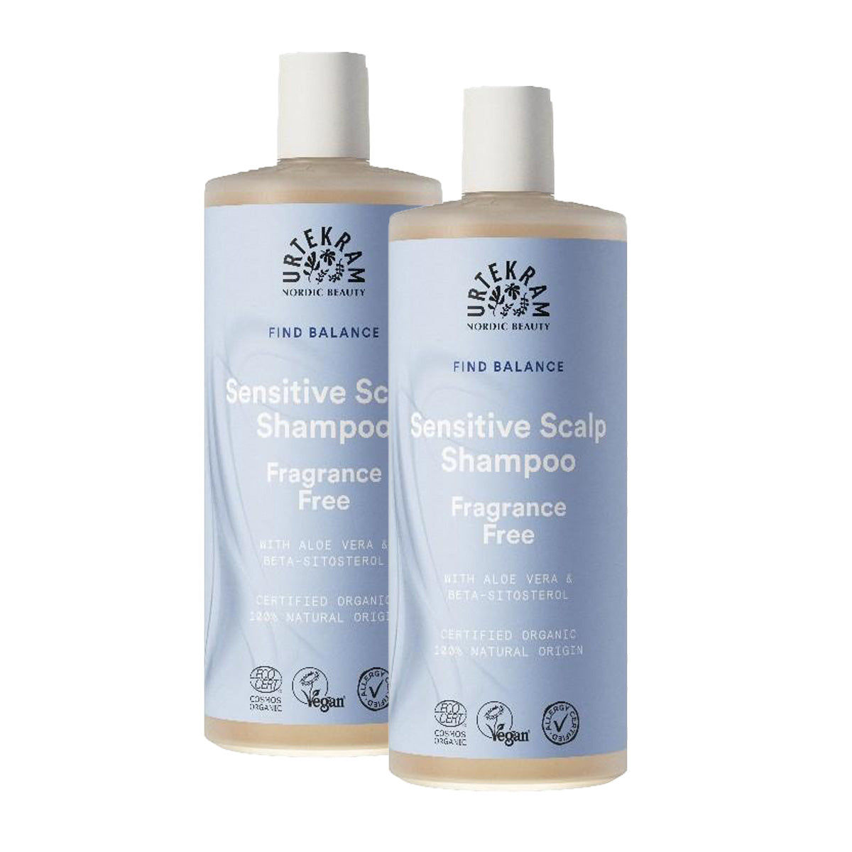 Lot de 2 shampooings sans parfum Urtekram 500 ml