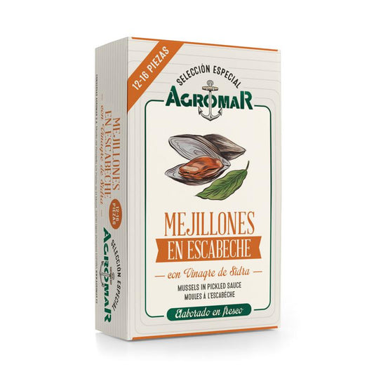 Eingelegte Miesmuscheln in Apfelessig, 12/16 Stück