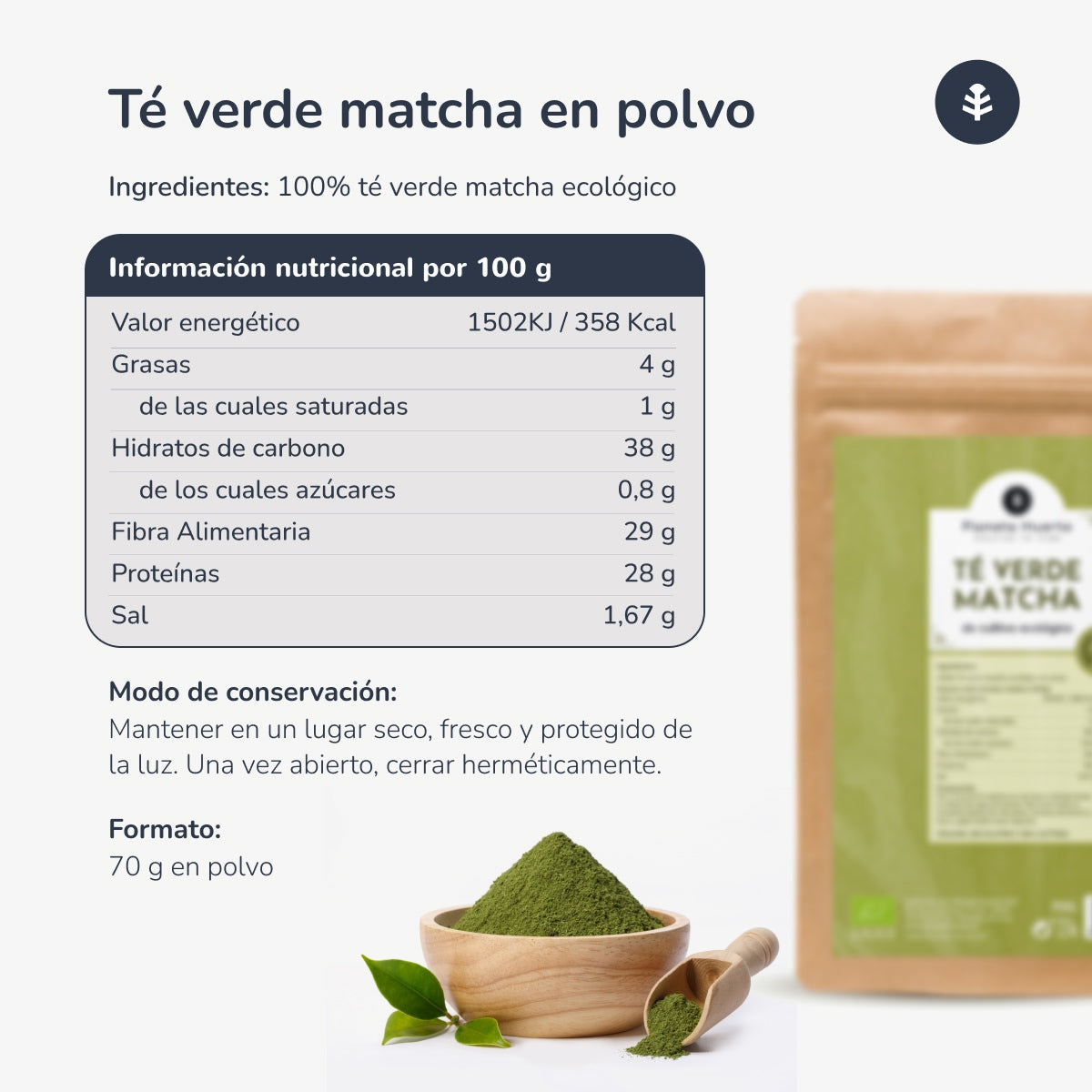 Packung 2x Matcha-Teepulver ECO Planet Garden 70 g