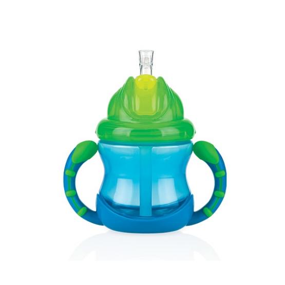 Bicchiere per bambini Flip-It™ con doppio manico blu  240 ml +12M Nûby