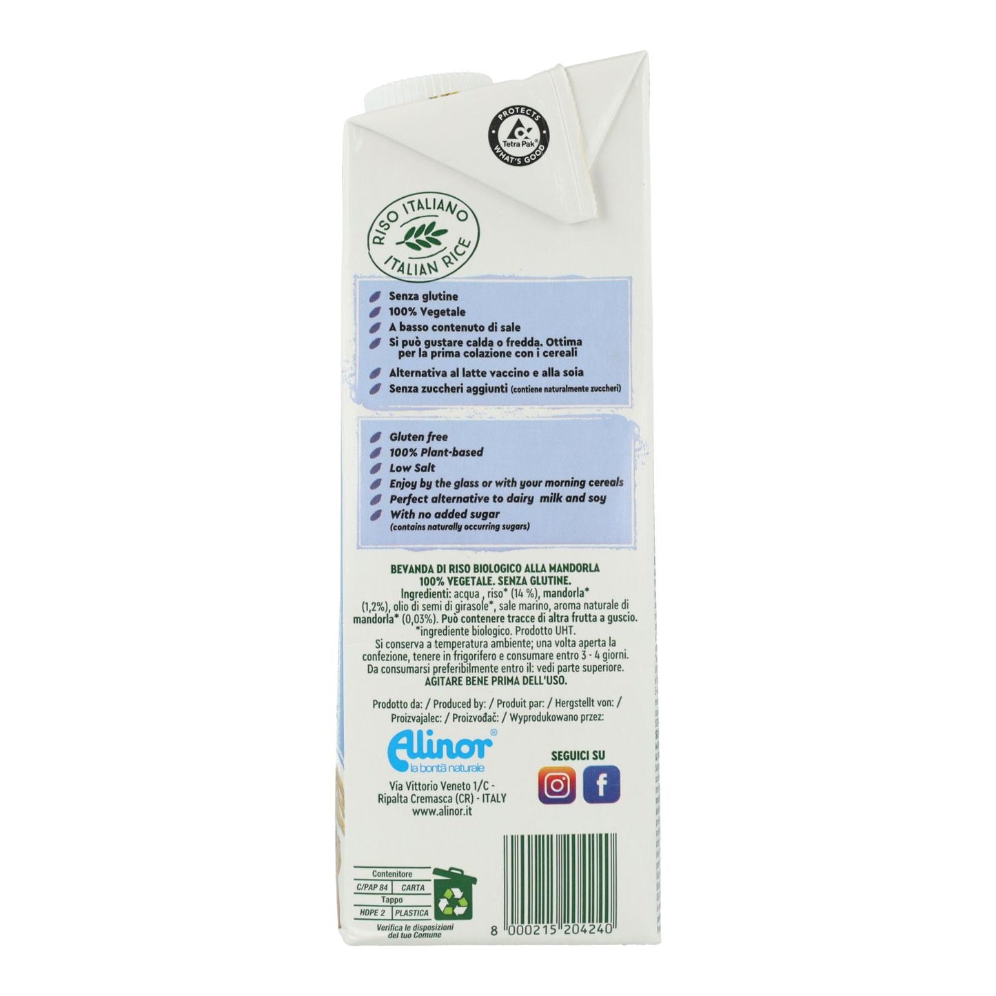 Pack 6x Boisson au riz et aux amandes Vitariz 1 L