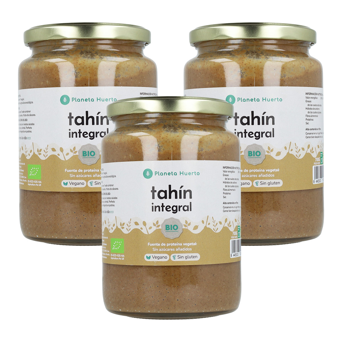Packung 3x Vollkorn Tahin ECO Planeta Huerto 700 g