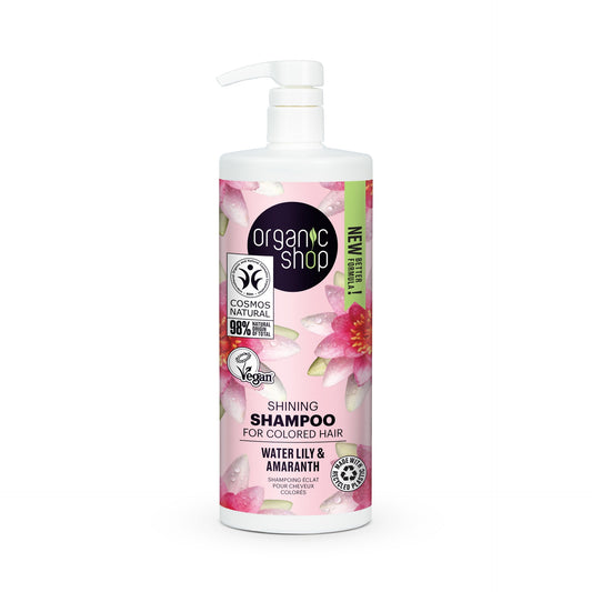 Organic Shop Water Lily and Amaranth Shine Shampoo for Coloured Hair, 1000 ml