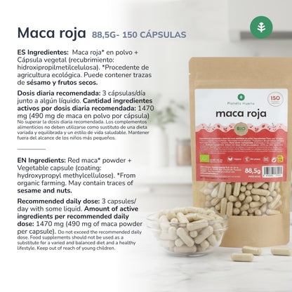 Maca Rouge Organique Maca Rouge Organique Planeta Huerto 150 gélules