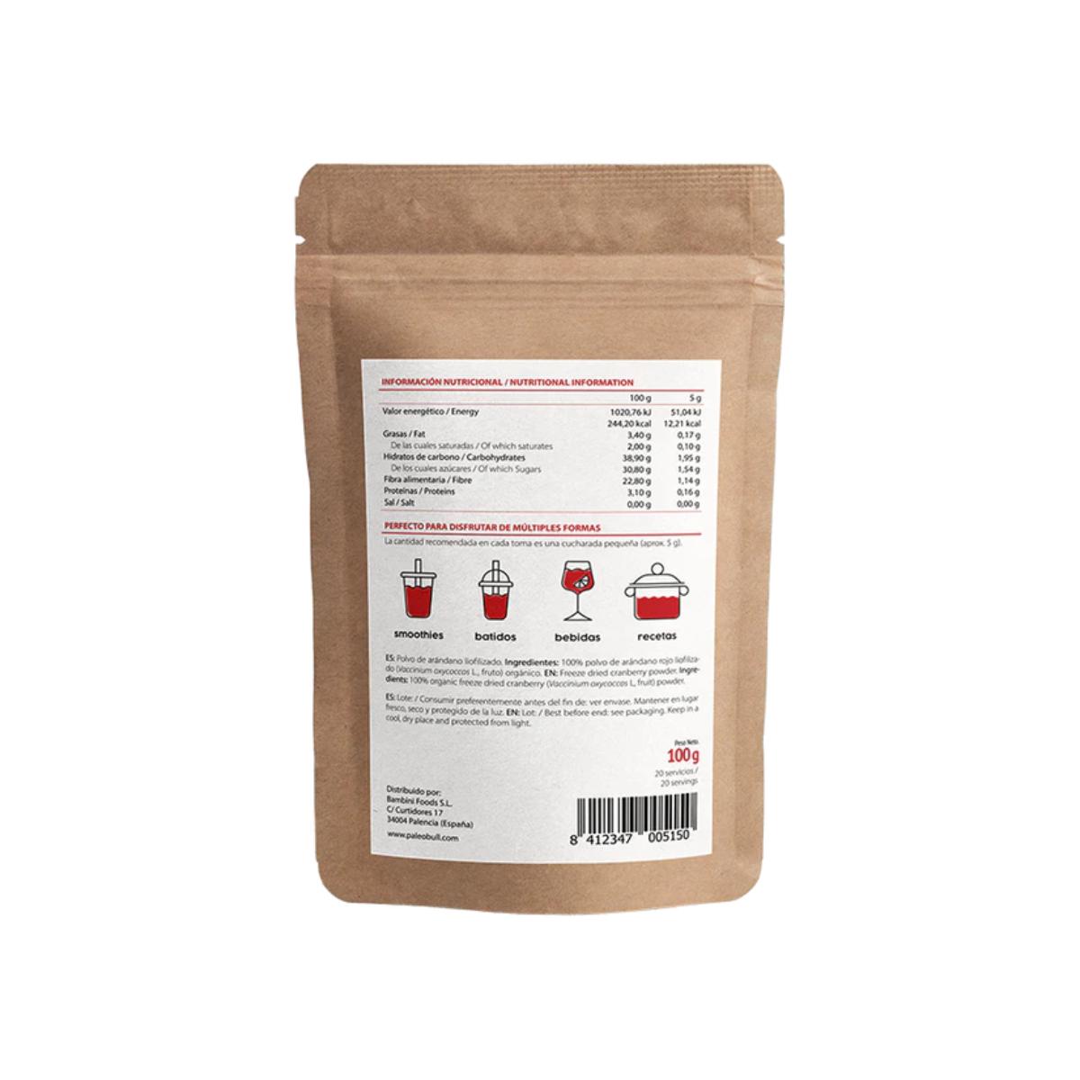 Sproszkowane żurawiny Paleobull 100 g