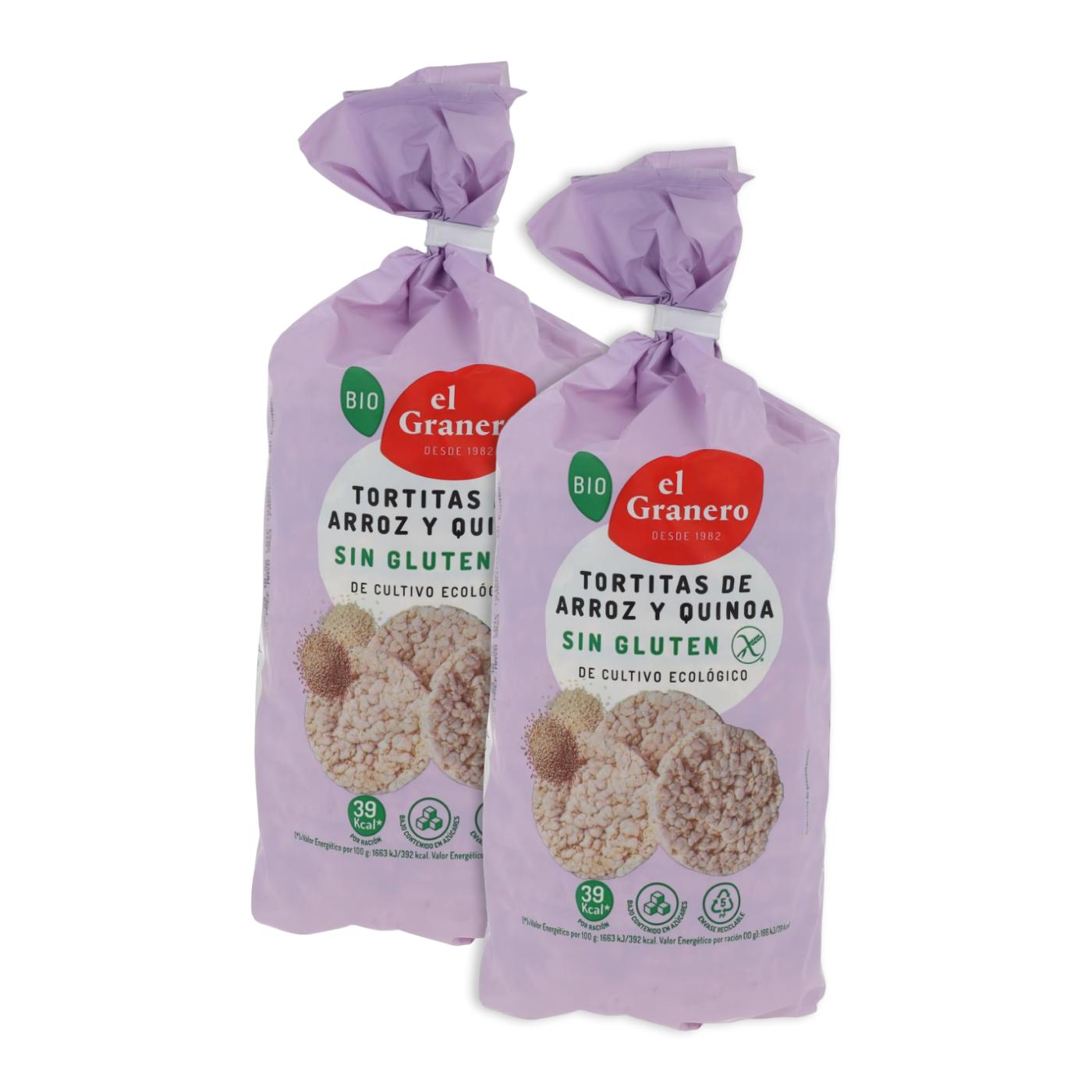 Packung mit 2 Reis- und Quinoa-Kuchen El Granero, 120 g