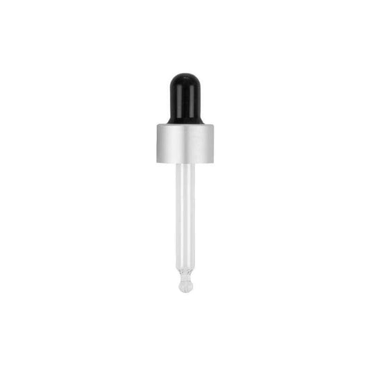 Black-silver dropper pipette with 18 mm screw thread for glass bottles, Camassia, 50 ml