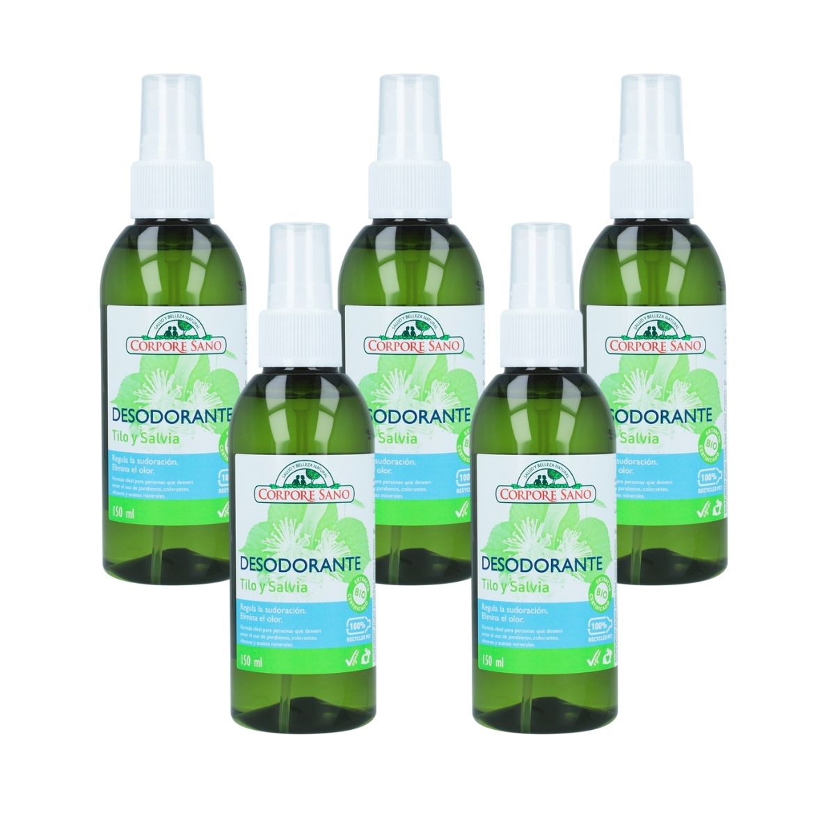 5er-Pack Deodorant Linde und Salbei Corpore Sano 150 ml