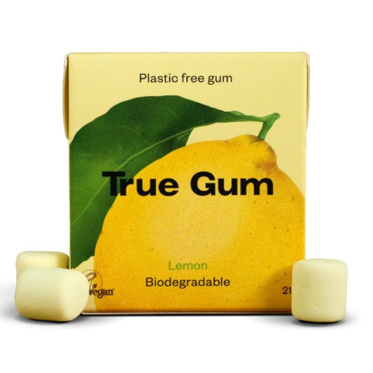 Guma do żucia bez plastiku o smaku cytrynowym True Gum 21 g