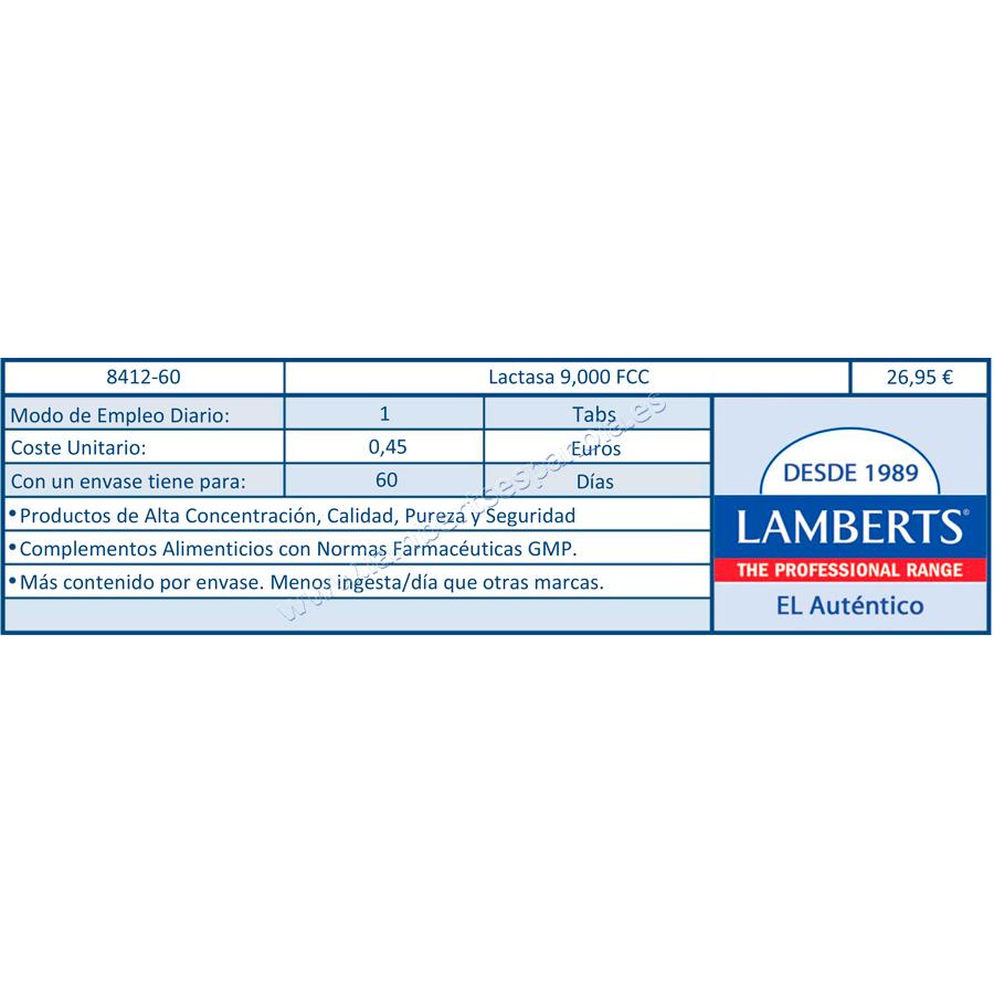 Lactase spijsverteringsenzym in tabletten Lamberts 350 mg